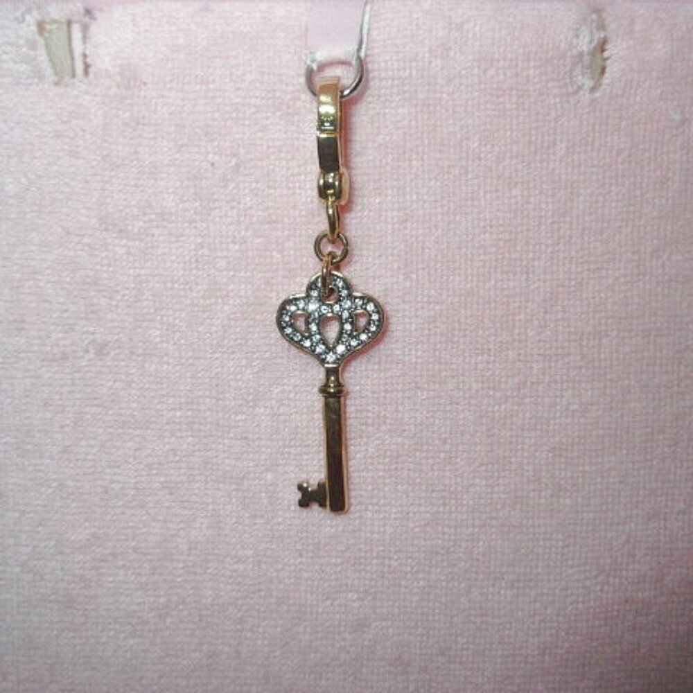 Juicy Couture Pave Heart Key Charm For Bracelet Crown McBling Crystals Skeleton